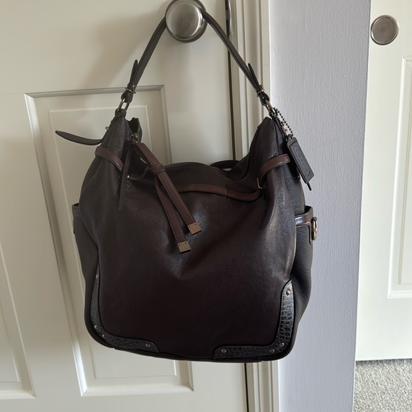 Coach Handbags - 18665 Coach Pinnacle Allie mahogany brown leather hobo shoulder bag.
